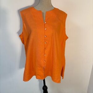 Laura Ashley Women’s 100% Linen Vest Orange size 2X